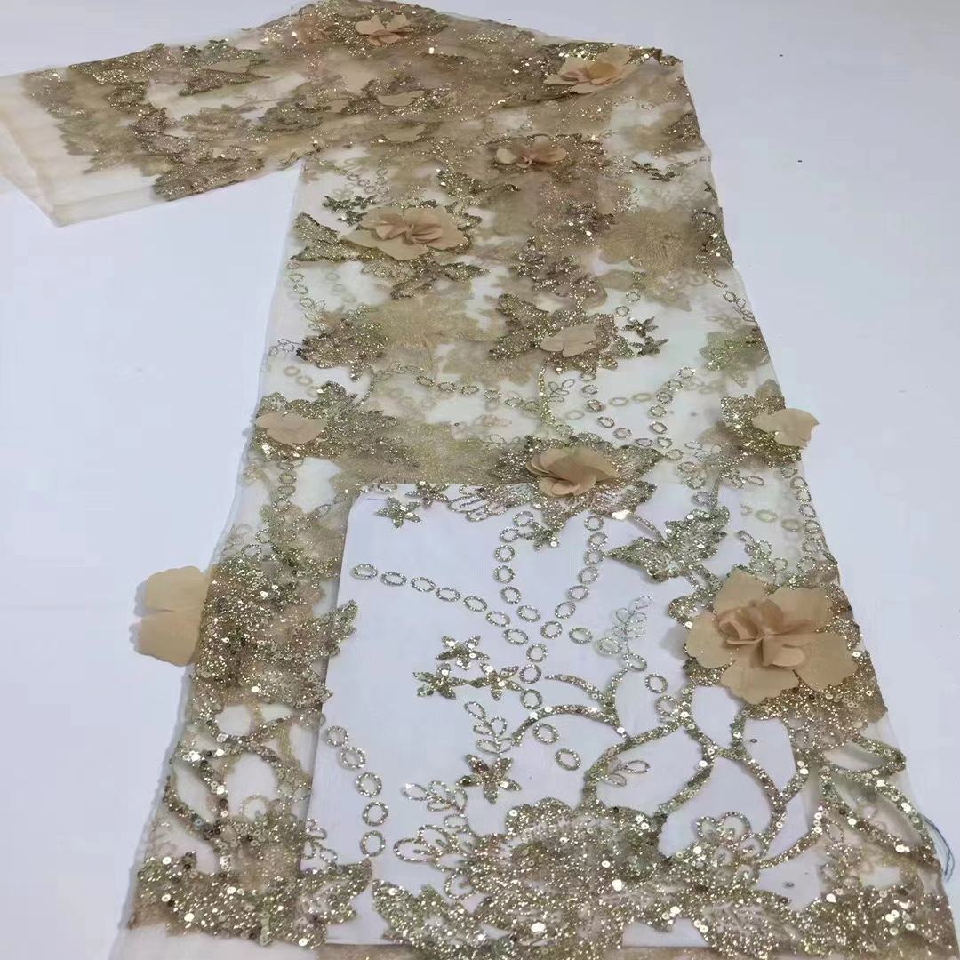 3D Flor de tela de encaje Nueva Moda 3D de malla de encaje vestido de novia vestido de noche tela JX2131