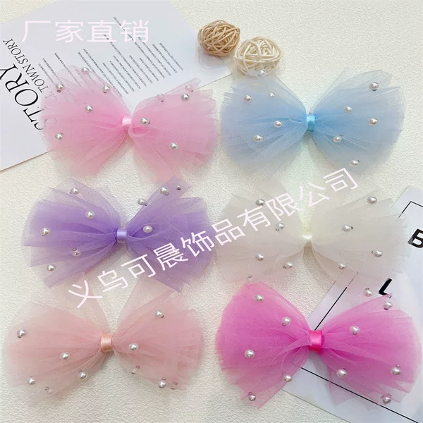 Mesh lace bow headdress semi-finished Children's DIY jewelry sequins hair accessories accessories spot wholesale
