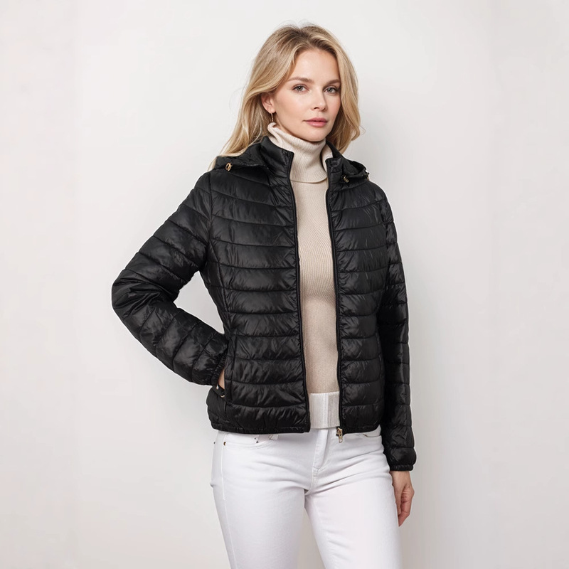 European and American Winter Women's Lightweight Foldable Cotton-Padded Jacket Hooded Jacket Outdoor Warm Ultra-Light Jacket European and American Winter Women's Lightweight Foldable Cotton-Padded Jacket Hooded Jacket Outdoor Warm Ultra-Light Jacket
