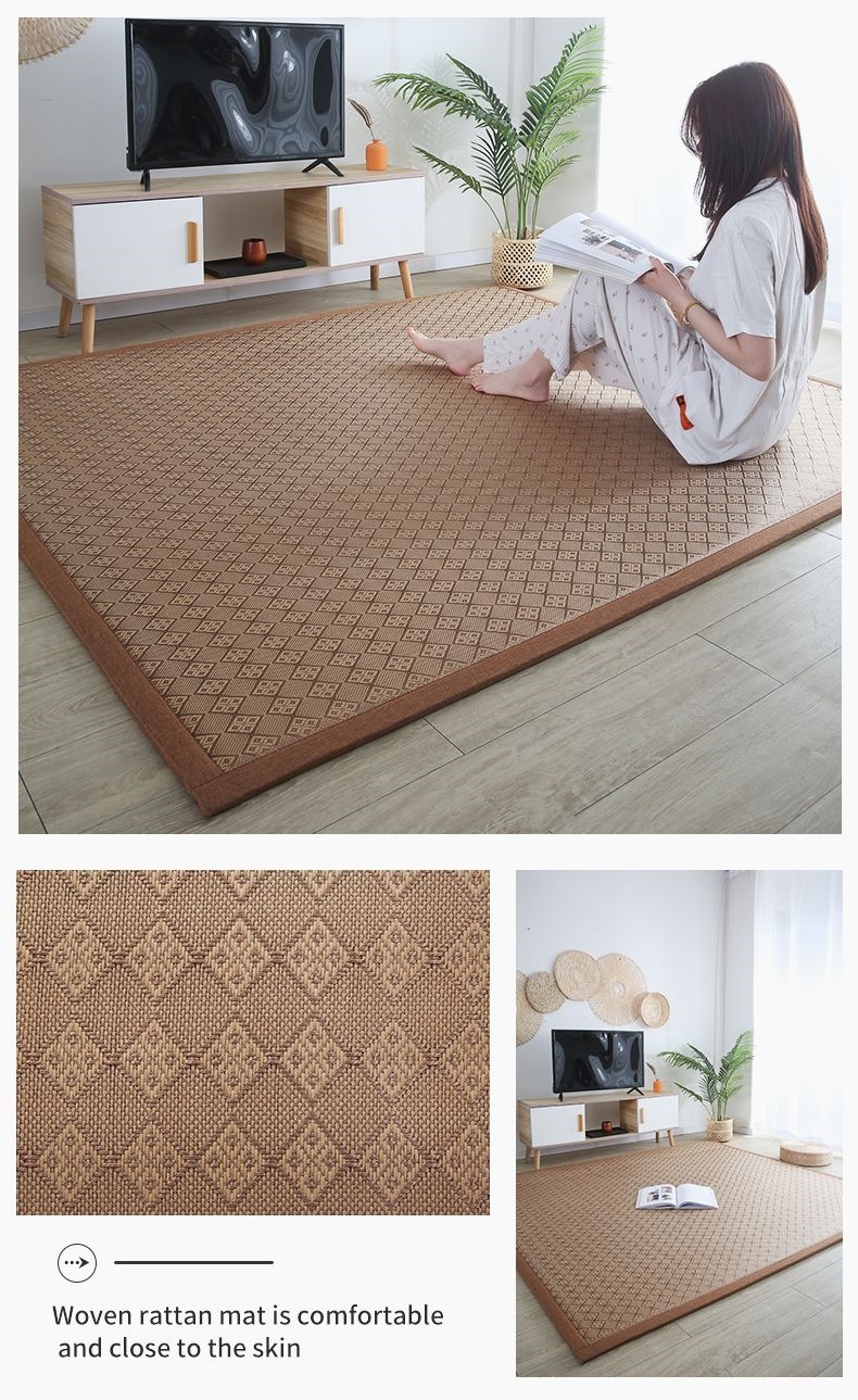 Summer Japanese-Style Cooling Mat for Bay Window, Balcony, Tatami, Straw Mat, Tea Table, Bedside Carpet, Simple Modern Children's Crawling Mat