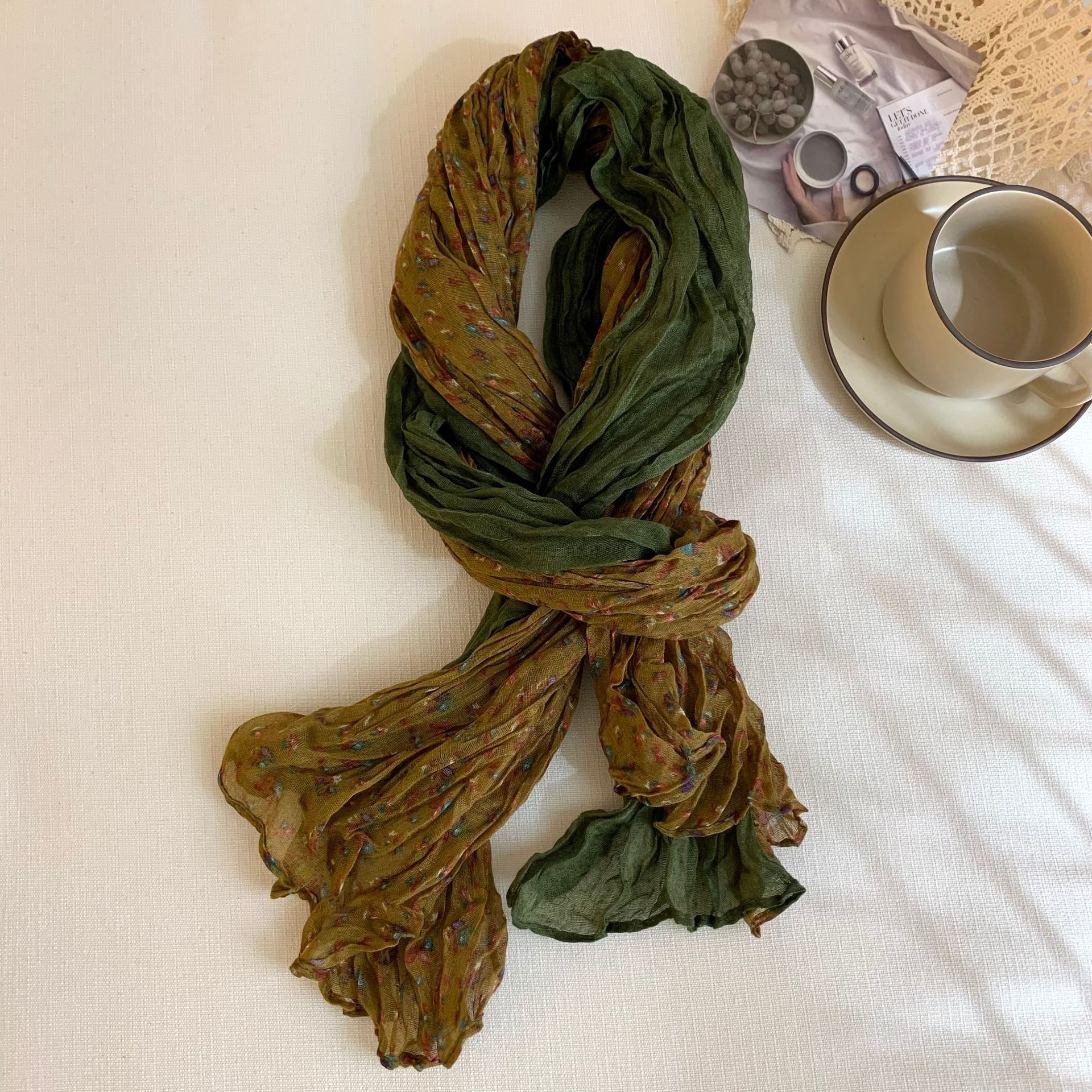 Women's Gender Women's Casual Flower Cotton And Linen Printing Scarf