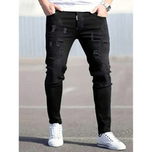 W 39048 Applique Ripped Skinny Jeans �����ƶ�����ţ��С�ſ�