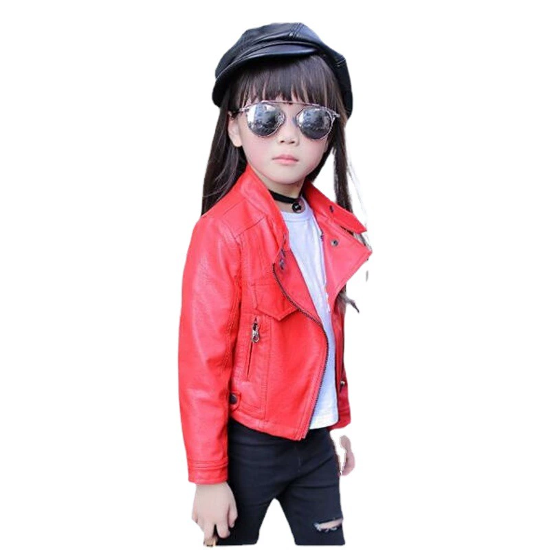 Весна и осень 2021, новая детская одежда, кожаные куртки для девочек, детские куртки из искусственной кожи среднего и большого размера, короткие детские кожаные куртки