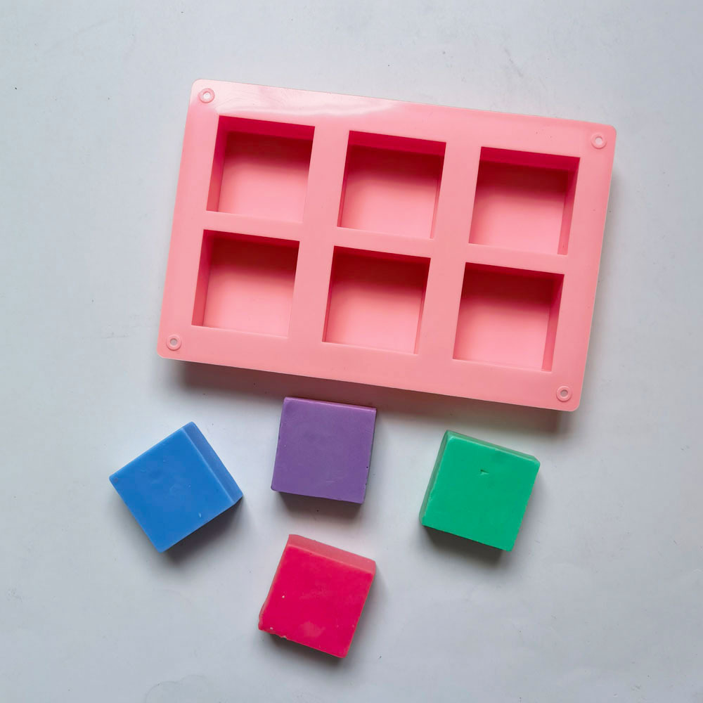6 jabon cuadrado 310 molde de silicona pastel hecho a mano molde de jalea de pastel herramientas de horneado