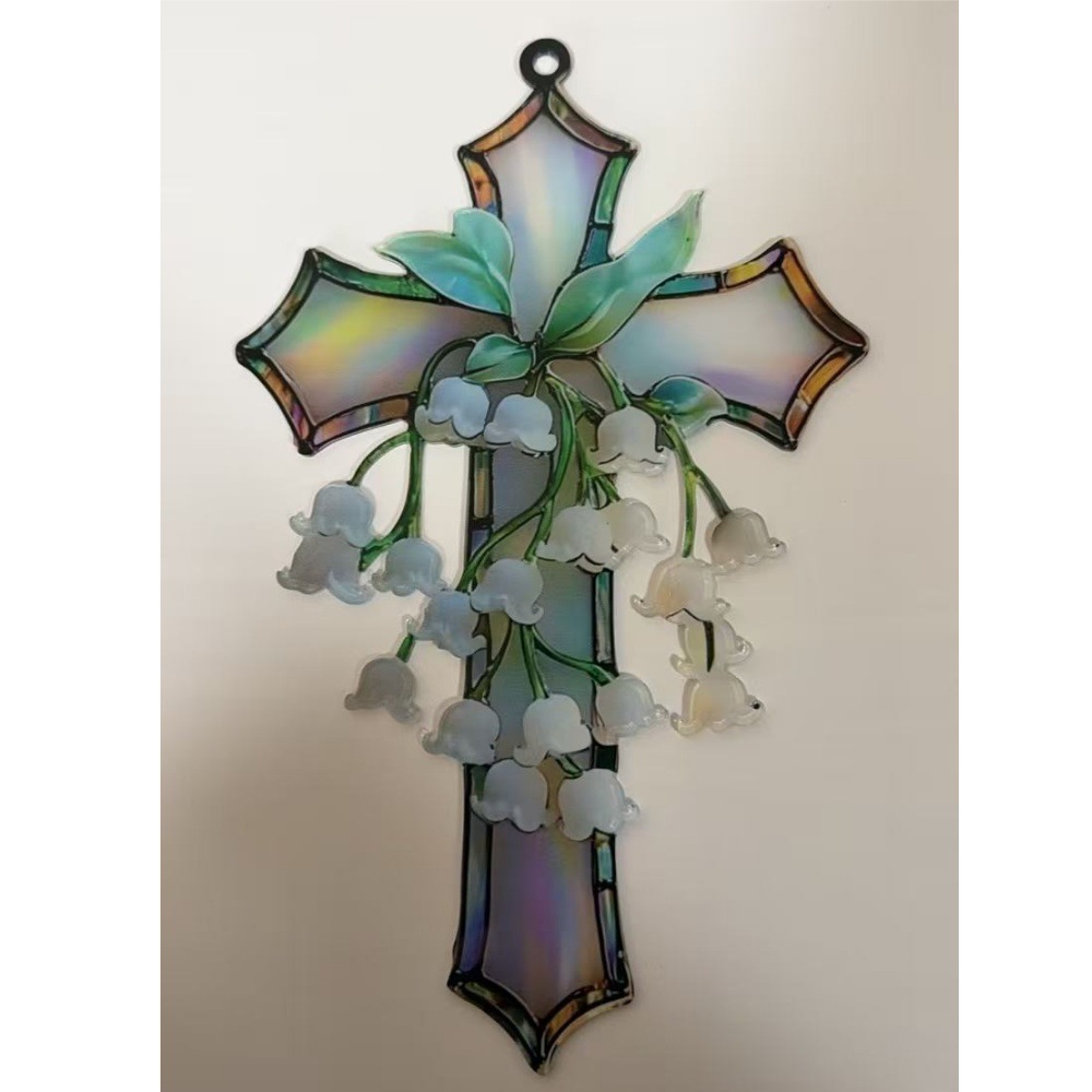 Lilly of the Valley Cross Colgante Colgante Acrílico