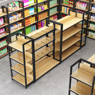 LP Supermarket Shelf Display Rack Convenience Store Single-sided Food Shelf Maternal and Infant Stationery Store Nakajima Steel Wood Cabinet Wholesale
