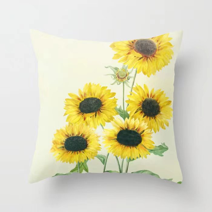 Girasol amarillo girasol funda de almohada Nordic casa estilo melocotón piel sofá del coche cojín cubierta image 18