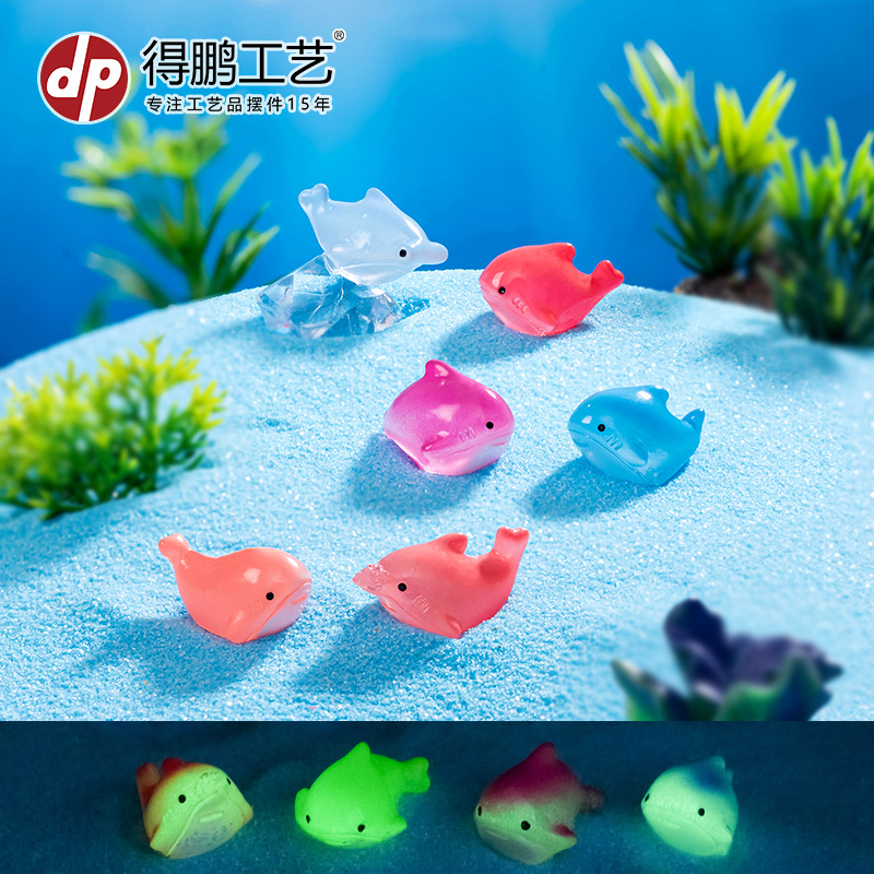 (2개) 마이크로 풍경 창의적 귀여운 빛나는 작은 상어 해양 동물 장식품 DIY 수족관 어항 장식 액세서리