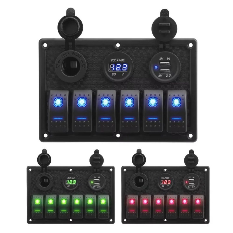 Cross-Border Yacht Control Panel Combination 6+3 Rv Modified Boat-Type Switch Panel USB Charger Voltage