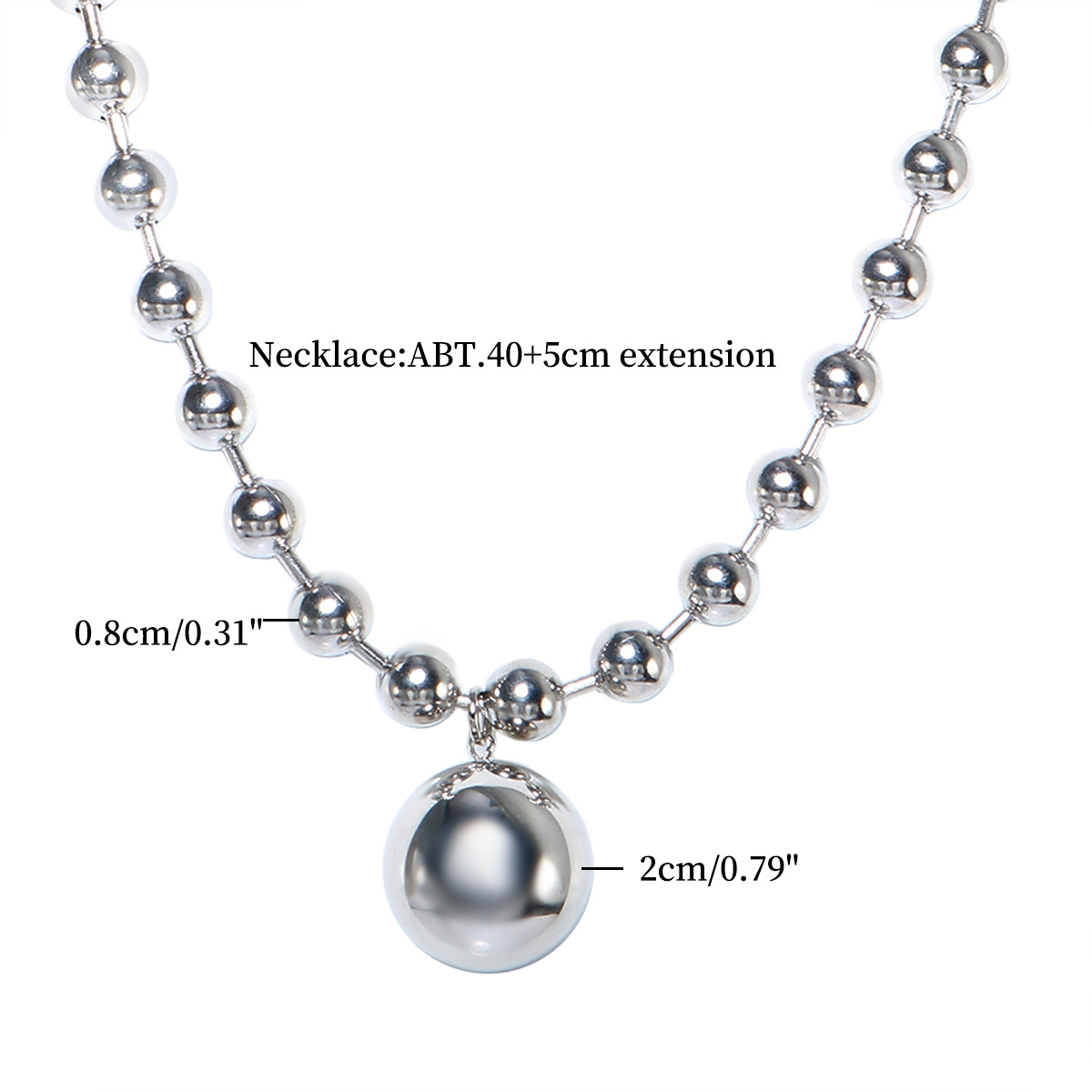 Casual Occasion 304 Stainless Steel Material Wholesale Jewelry Streetwear Ball 304 Stainless Steel Plating Bracelets Necklace