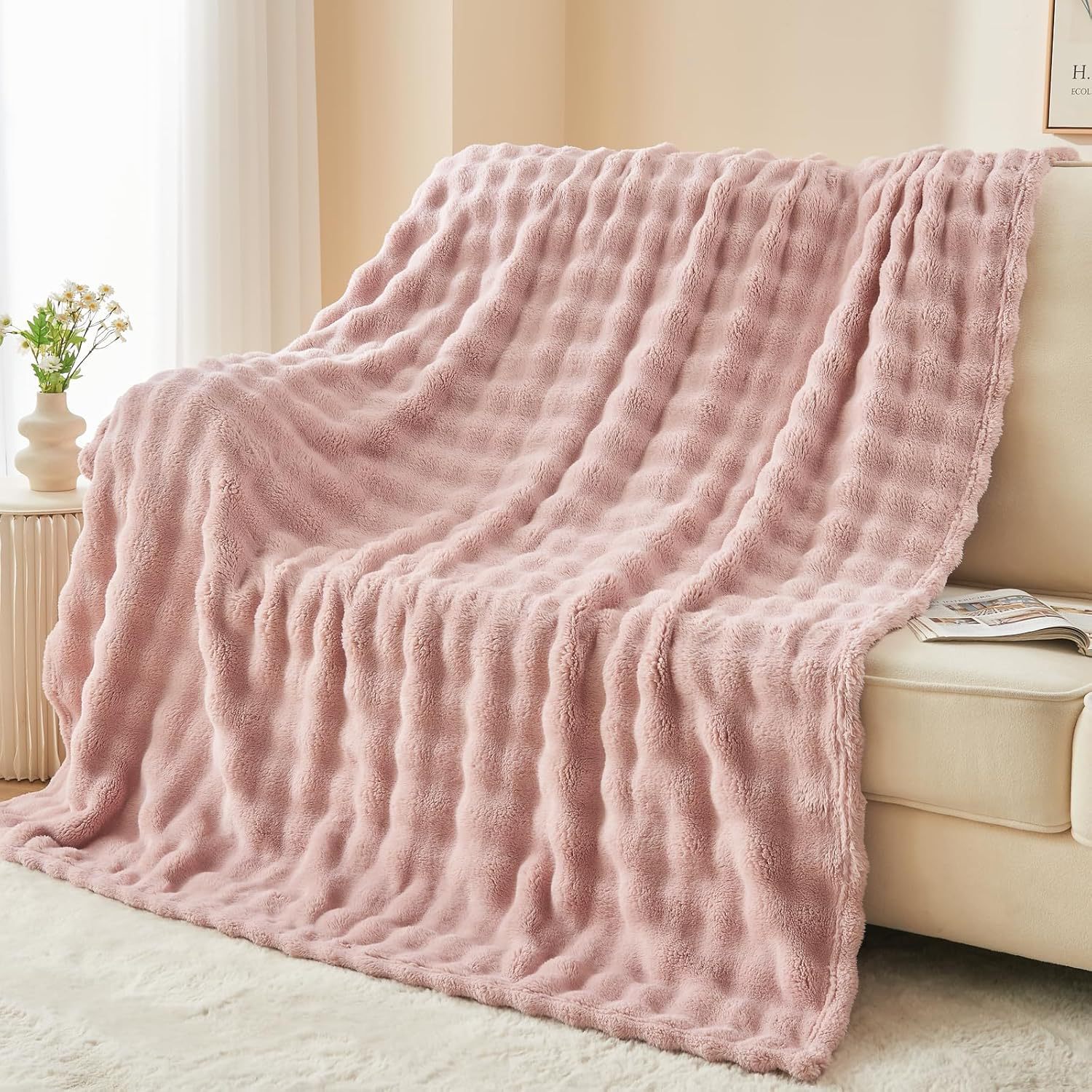 Luz de lujo imitación de conejo mantas de peluche mantas de siesta casuales de oficina dormitorio doble invierno grueso sofá mantas cálidas