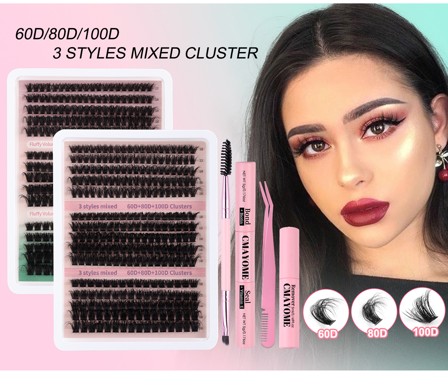 European and American Hot Selling Segmented Single Cluster 60D80D100D Natural Thick False Eyelashes suit D Curl Grafted False Eyelashes O1CN01UyX6Ro20dtAZzx5a3 !!2215572316873 0 Cib