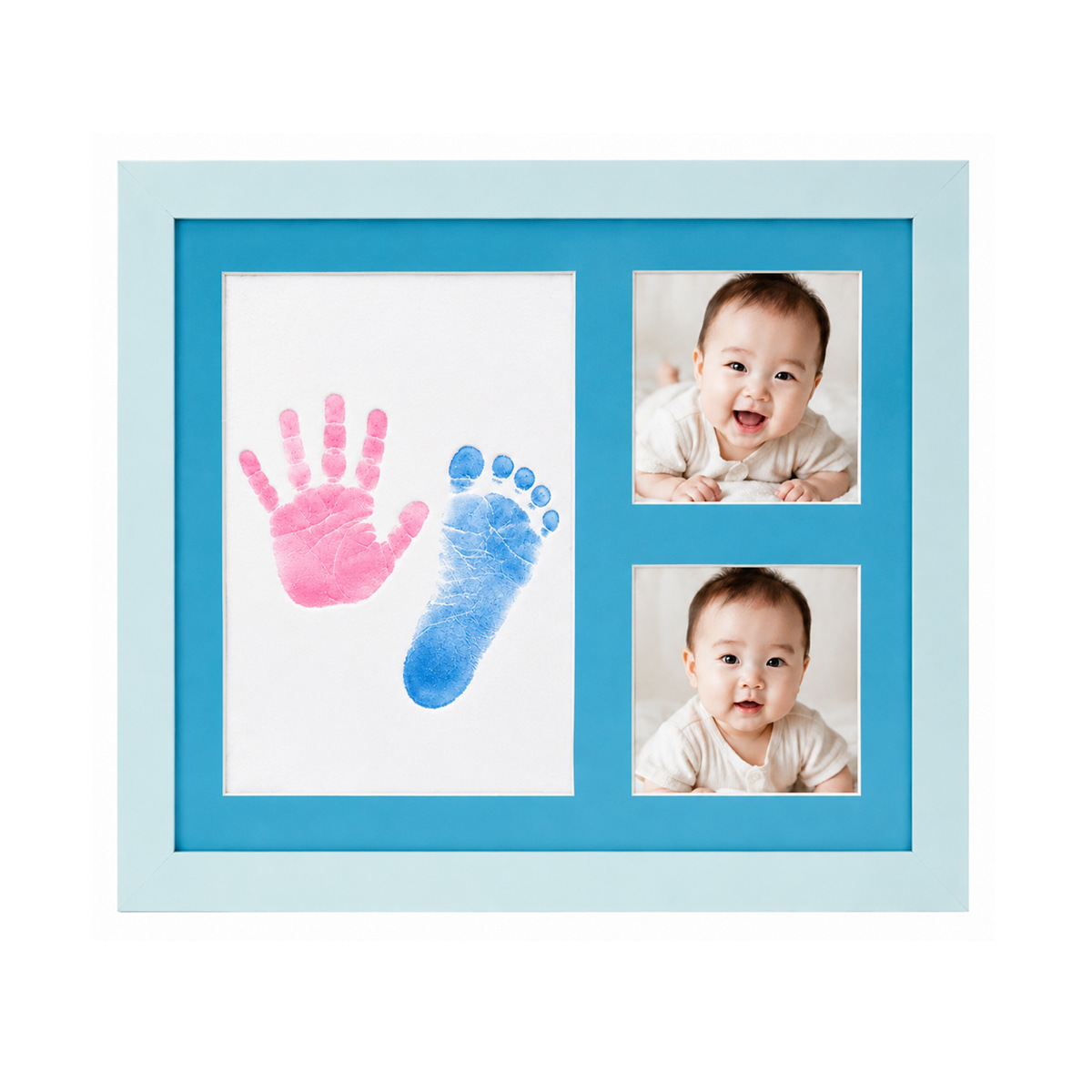 Moldura para foto de mão e pé de bebê (azul) / Moldura memorial