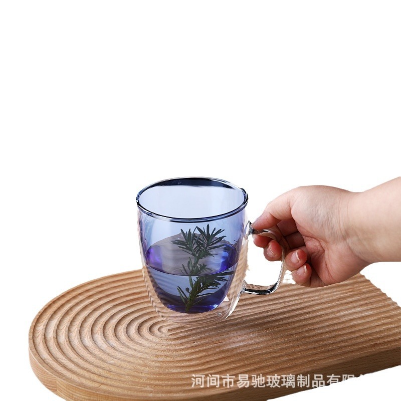 Taza de agua de vidrio de doble capa taza de vidrio en forma de huevo taza de café transparente taza de leche