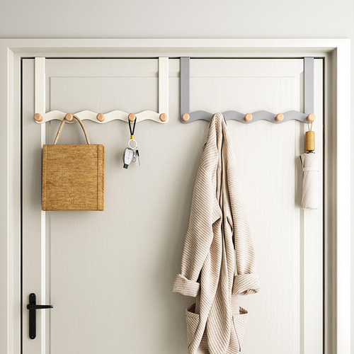 【Dropshipping】Hole-Free Wavy Wall Hook Clothes Rack for Bedroom Entrance Creative Wall Hooks Behind Door