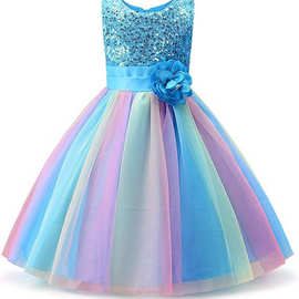 2024 亚马逊童装童裙连衣裙礼服表演套装花童网纱礼服kids dress
