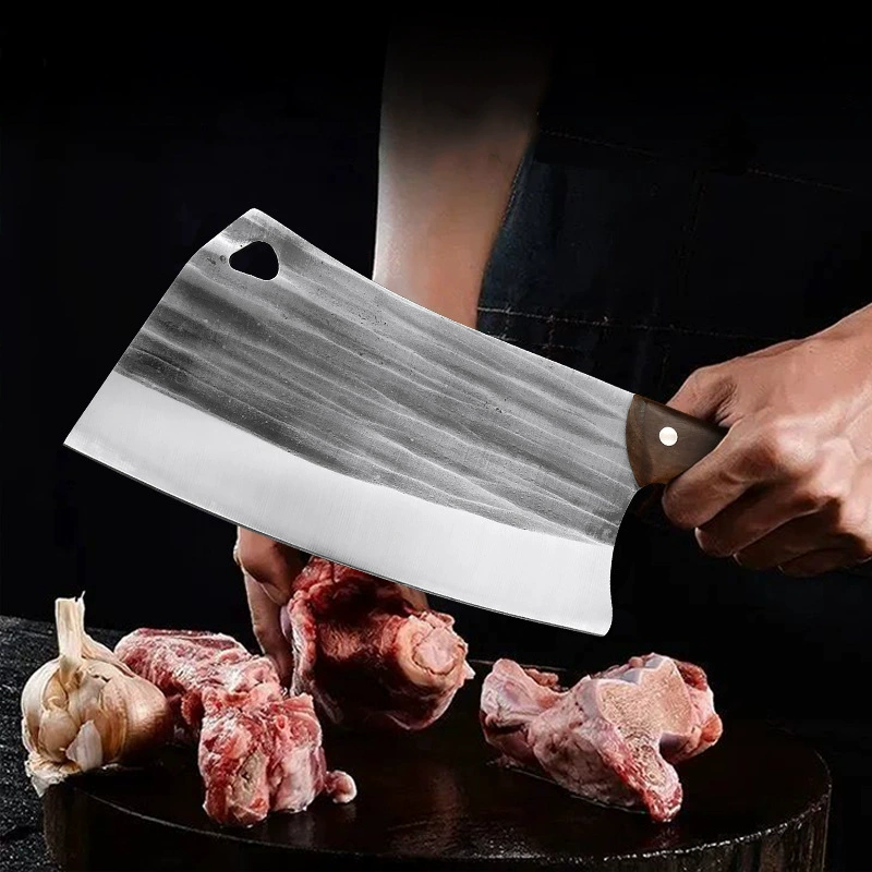 Кованный кухонный нож для дома, разделочный нож для женщин, рубка костей, мясной тесак с молотковым лезвием, рукоять в форме ветви, универсальный шеф-нож
