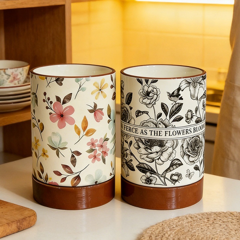 New Style Ceramic Chopstick Holder for Home Use, High-End Kitchen Water-Draining Chopstick Storage Container