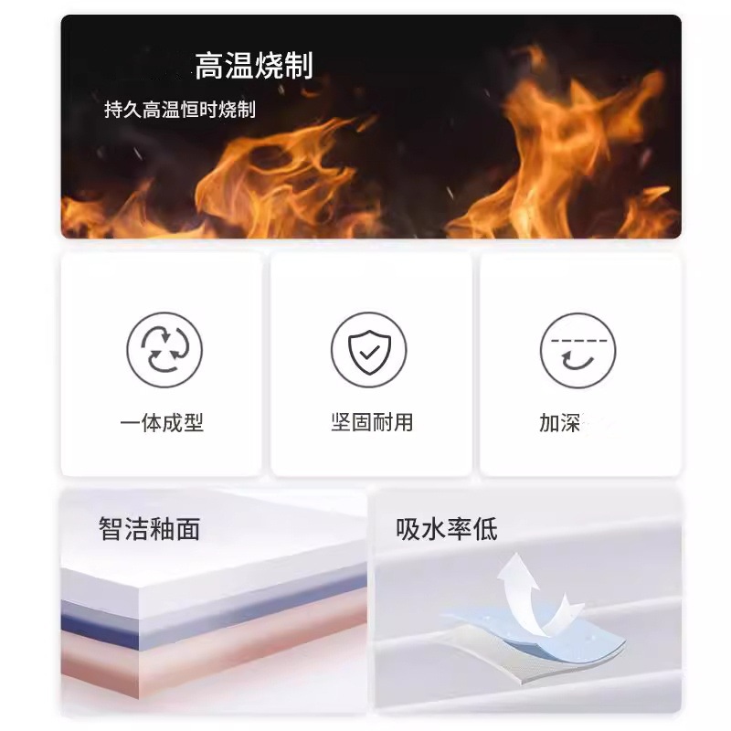 Lavabo de cerámica de una pieza, lavabo de cerámica semiempotrado, gran diámetro interior, lavabo, lavabo, armario de baño, lavabo