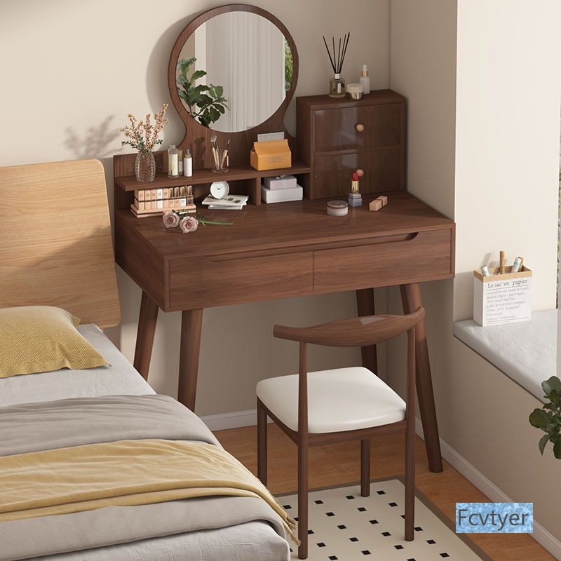 Kaiyin New Makeup Bedroom Dresser Small Bedroom Dresser Small Apartment Desk Simple Double-Layer Makeup Table