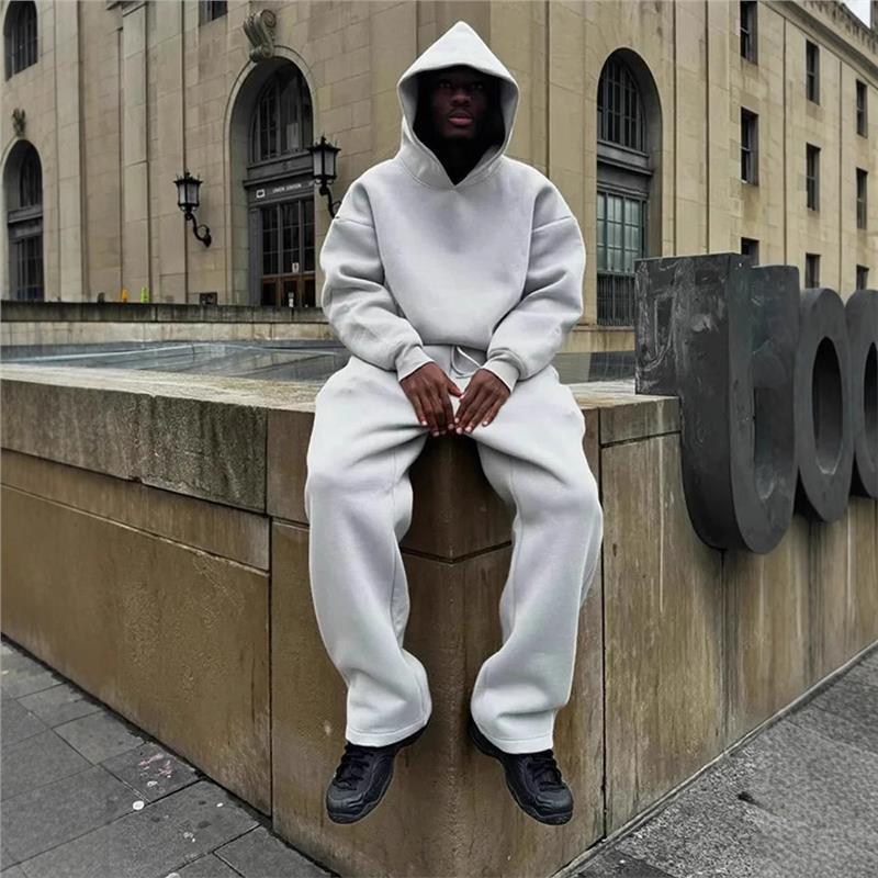 Sudadera con capucha de moda de pareja simple casual transfronteriza europea y americana, suéter suelto de color sólido, pantalones de suéter, juego AliExpress