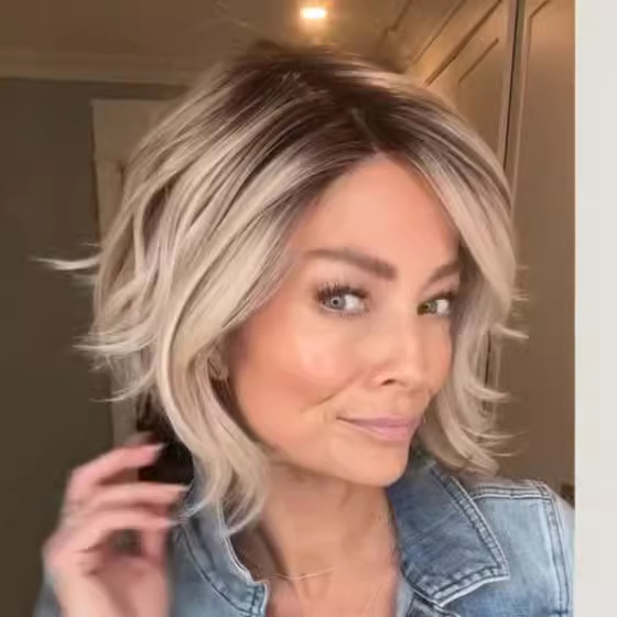 New European and American fashion short curly hair cross-border hot black gradient light gold foreign trade wig rose net one piece hair New European and American fashion short curly hair cross-border hot black gradient light gold foreign trade wig rose net one piece hair