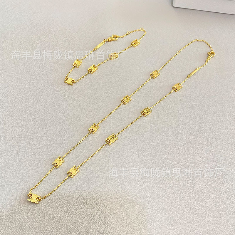 CELI Arc de Triomphe small size Necklace Women's 2024 New European and American Niche Design Retro High-grade Multi-pendant Bracelet