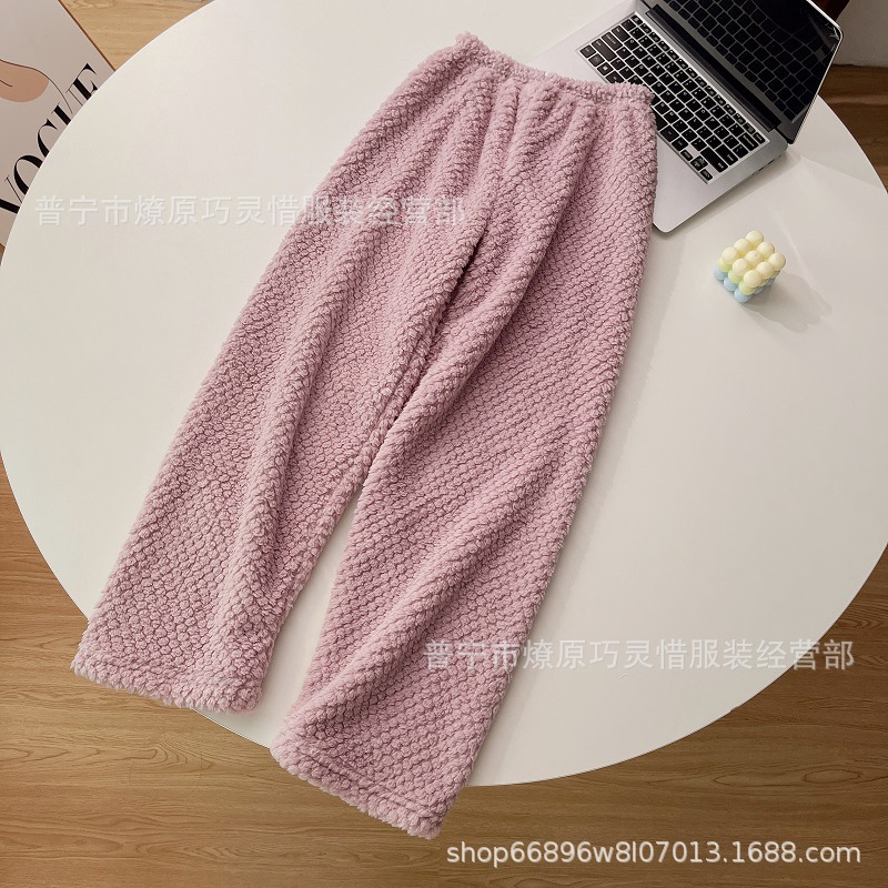 Pantalones de pijama de franela de coral de dibujos animados, pantalones de pijama de hombre, pantalones de invierno de otoño de mujer, pantalones caseros