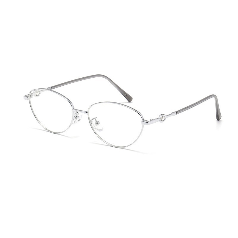 人気のゴールデンシルクキャットアイ老眼鏡、楕円形フレーム、高精細抗ブルーライト老眼鏡、優しくエレガントな無地老眼鏡