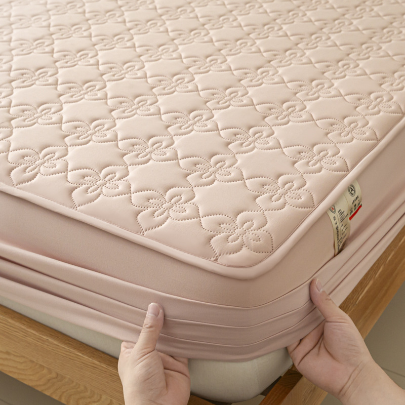 Sombrilla de cama impermeable de grado materno e infantil acolchada, cubierta de cama universal de cuatro estaciones, cubierta de cama de color sólido, cubierta de cama de belleza a prueba de polvo individual