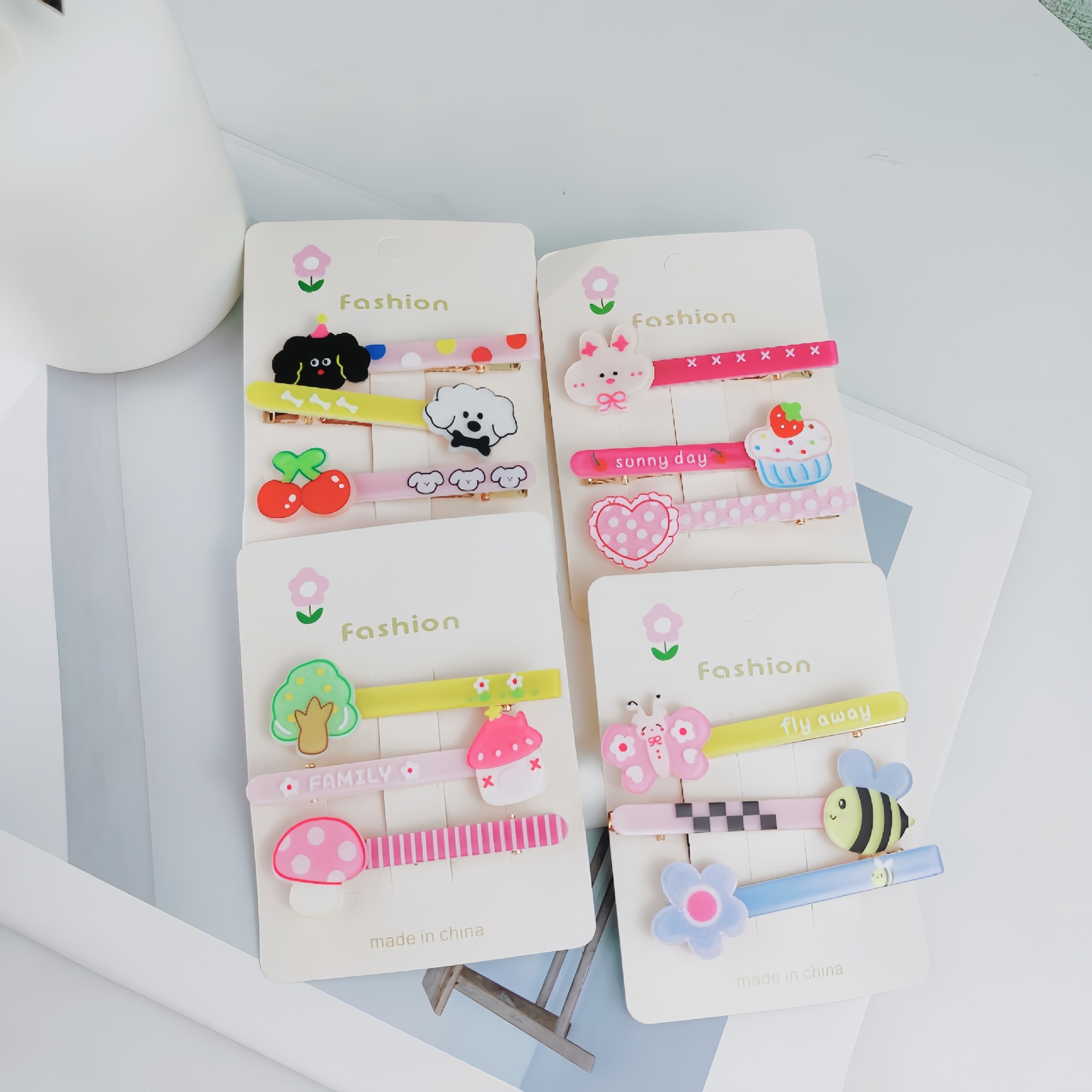Cute perrito clip de cabello de dibujos animados de niños clip de boca de pato de color clip lateral clip de cabello de niña frisa clip de cabello tocado