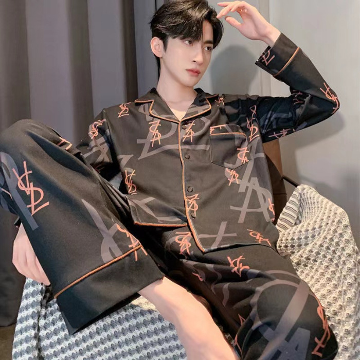 Fábrica directa de otoño para hombres jóvenes de mediana edad y ancianos set coreano de manga larga cardigan pijamas casuales ropa de hogar