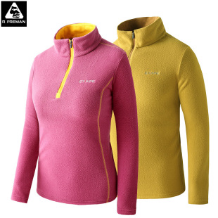 Spring and Autumn Outdoor Fleece Jacket Men's Warm Pullover Vertical Collar Thin Fleece Jacket Women's Hiking Climbing Fleece Jacket