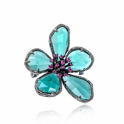 Retro corsage, fashionable crystal flower brooch for women, European and American pin buckle decoration, creative and versatile temperament accessories