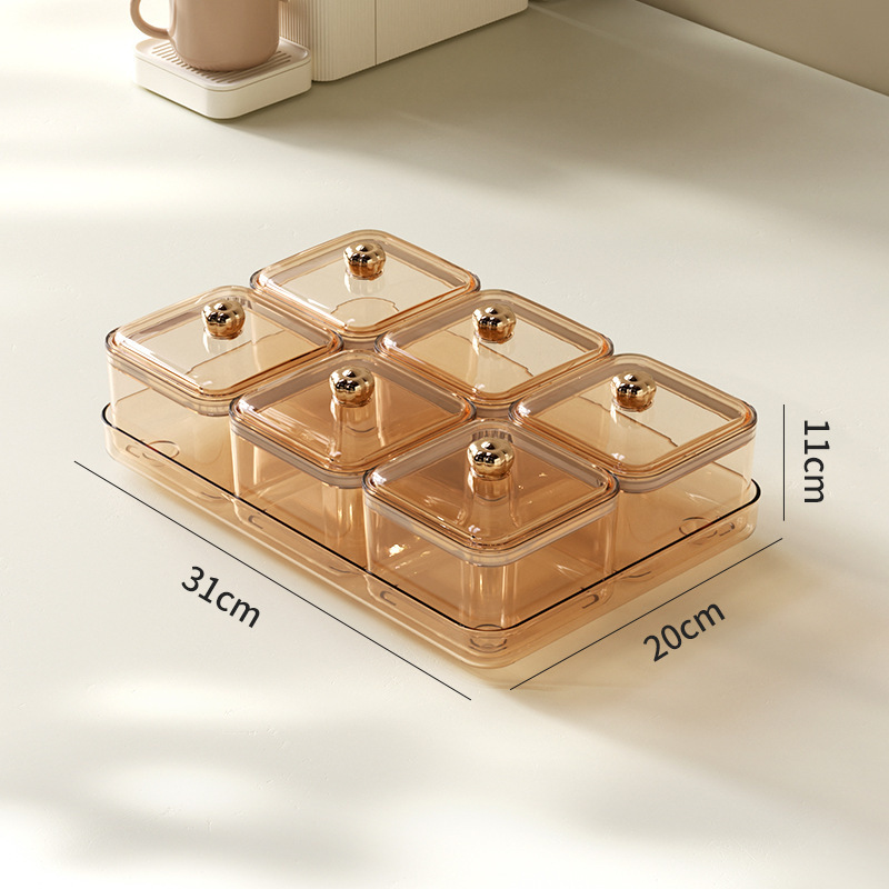 Platos de frutas secas de lujo ligero, productos de año nuevo sellados a prueba de humedad, divididos en cuadrículas, mesas de café de Sala de estar de gran capacidad, bocadillos, dulces y cajas de almacenamiento