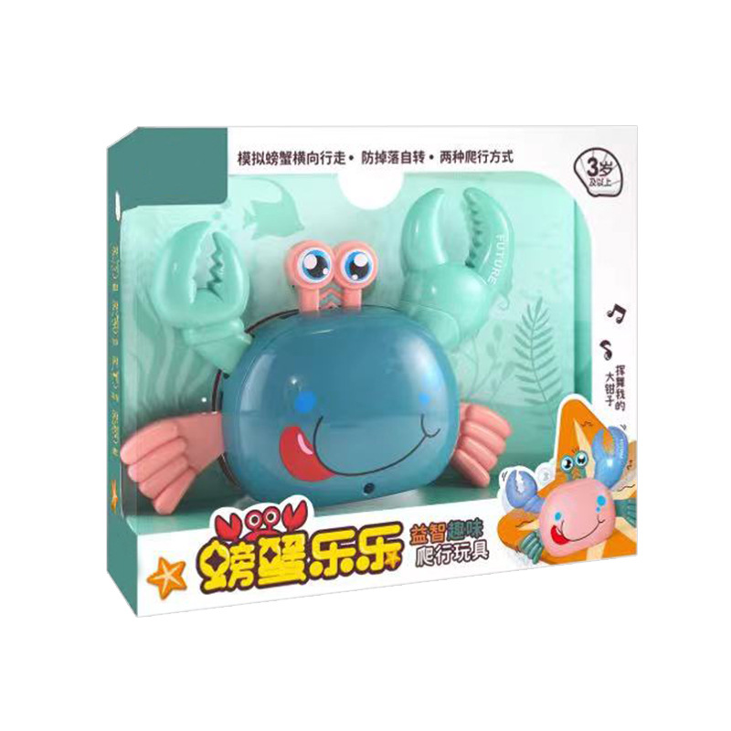 Tiktok mismo estilo desarrollo de inteligencia para bebés Cangrejo divertido arrastrándose juguete eléctrico sonido y luz Universal Internet celebridad puesto transfronterizo