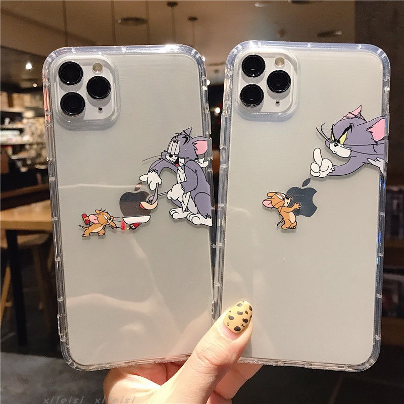 Gato y ratón para Apple 11/13 caja del teléfono pareja iPhon12promax funda protectora 15 transparente resistente a la caída