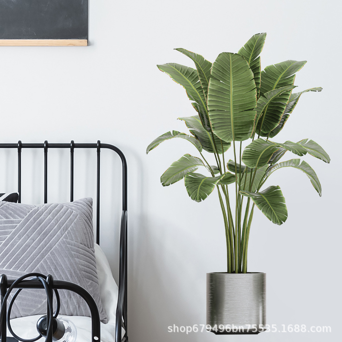 Simulation tropical green potted plant wall stickers bedroom living room decoration wallpaper sofa background porch self-adhesive wall stickers