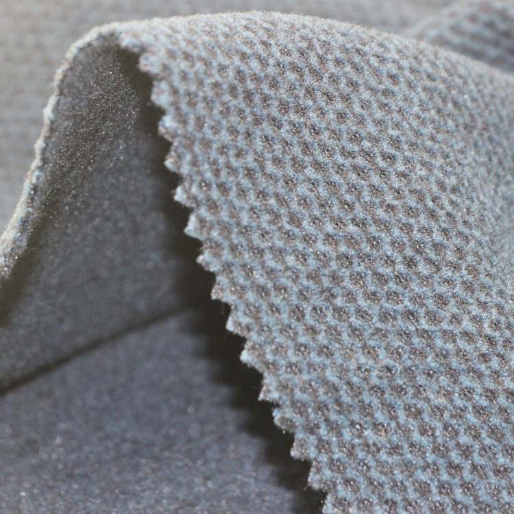 提花足球格粗针摇粒绒布针织纬编黑丝蜂巢粗针布双刷单摇粒绒布料