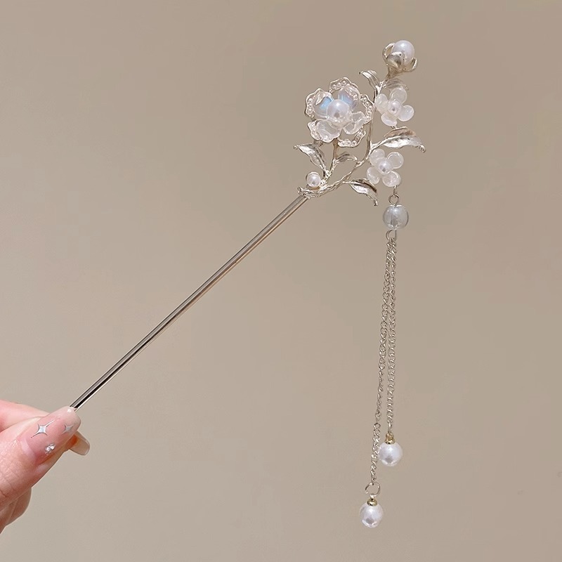天然黑檀木发簪女清冷感发饰玉兰花步摇簪子古风旗袍头饰日常盘发|undefined
