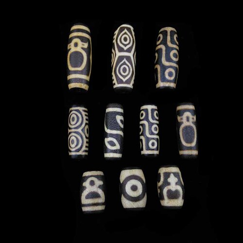 Daluo Dzi Beads Natural Agate Tibetan DIY Necklace Jewelry Accessories Pendant Old Weathered Pattern God of Wealth Old Dzi Beads
