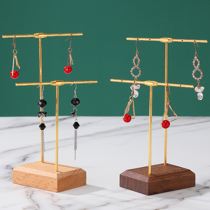 黑胡桃木首饰架项链戒指耳环陈列收纳盒 珠宝橱窗展示装饰置物