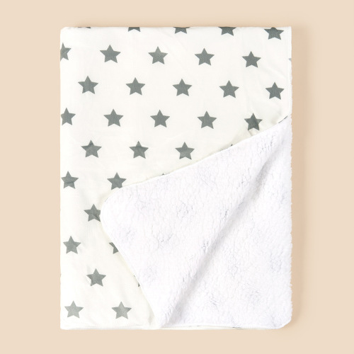 Newborn baby quilt blanket double-layer autumn and winter cover quilt printed short plush children's blanket cartoon-style bundle blanket mother and baby small blanket
