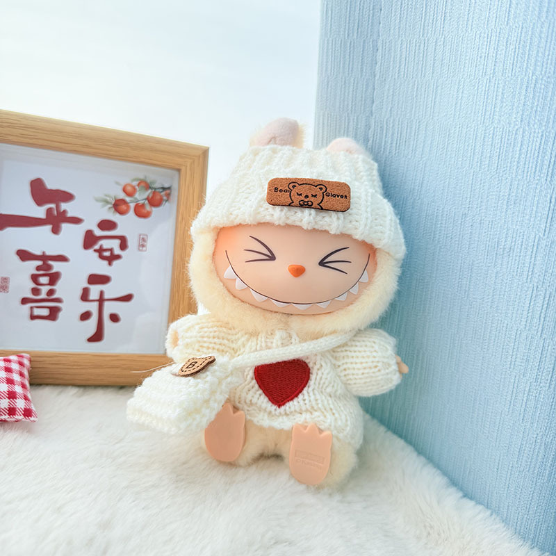 Solo ropa] Llavero de primera y segunda generación Labubu colgante de ropa Rabubu ropa de bebé suéter de punto traje de sombrero