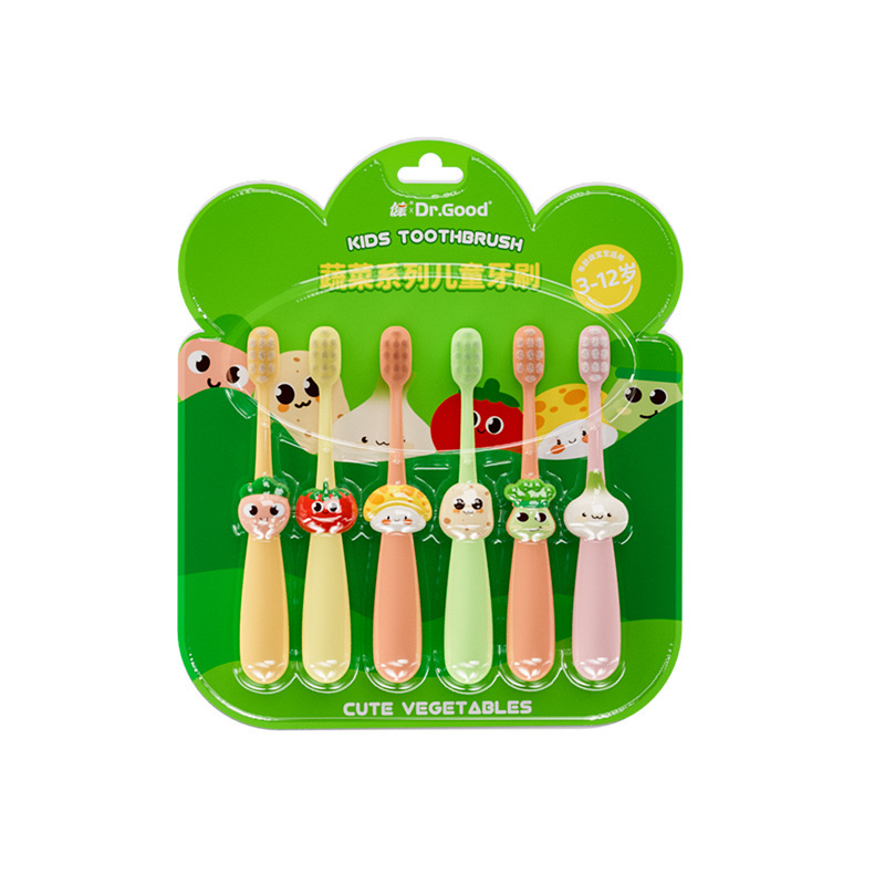 Jian ブランド子供用柔らかい毛歯ブラシカード 3 〜 8 歳の子供の漫画野菜歯ブラシ柔らかい毛歯肉保護 6 パック工場卸売|undefined