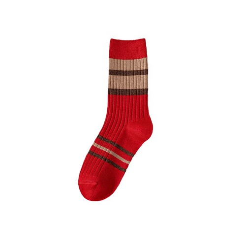 Red sock girl's new autumn and winter mid-calf socks, zodiac year snake year warm and anti-smell new year red festive wedding socks