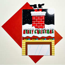 跨境亚马逊圣诞节圣诞老人抽拉卡片圣诞装饰品卡通人物送礼贺卡饰