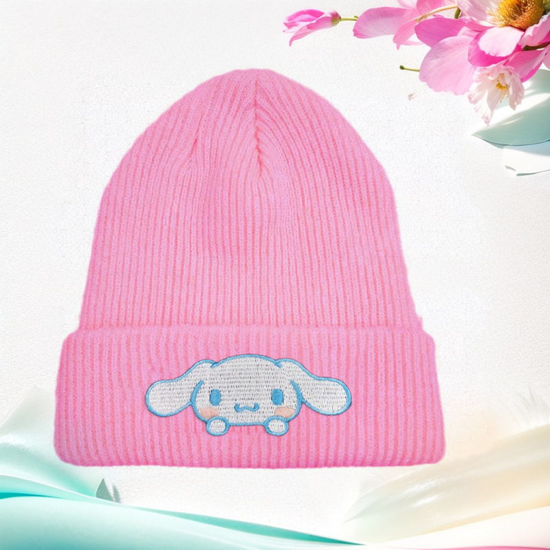 クロスボーダー万能プルオーバー猫暖かい帽子かわいいオリ三刺繍ニット帽シナモンドッグウール帽子クミロ|undefined