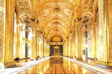 装饰金色罗马柱走廊宫殿护墙板金色浮雕雕花欧式背景墙壁画客厅
