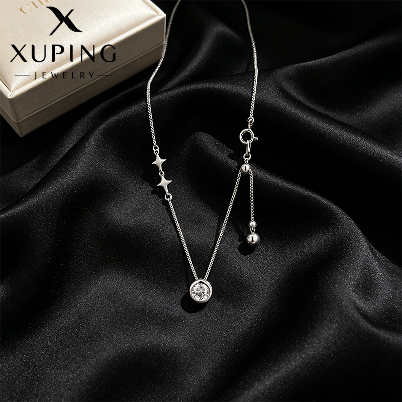 Joyería Xuping simple collar redondo geometría diseño de nicho de moda estrella ins collar de viento al por mayor para mujeres